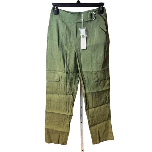 NWT Jonathan Simkhai Green Belted Cargo Pants Size 0 - Picture 1 of 8